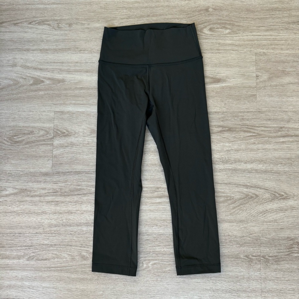 lululemon olive green cropped workout athletic yoga gym running leggings pant
